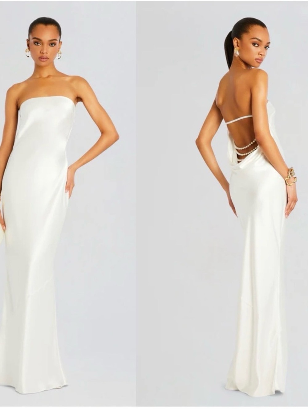 Retrofete Wendi Strapless Pearl Maxi Dress Small with Defects